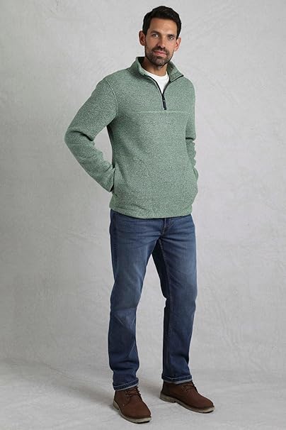 Weird Fish Laramie Eco 1/4 Zip Snow Marl Fleece Olive 203046